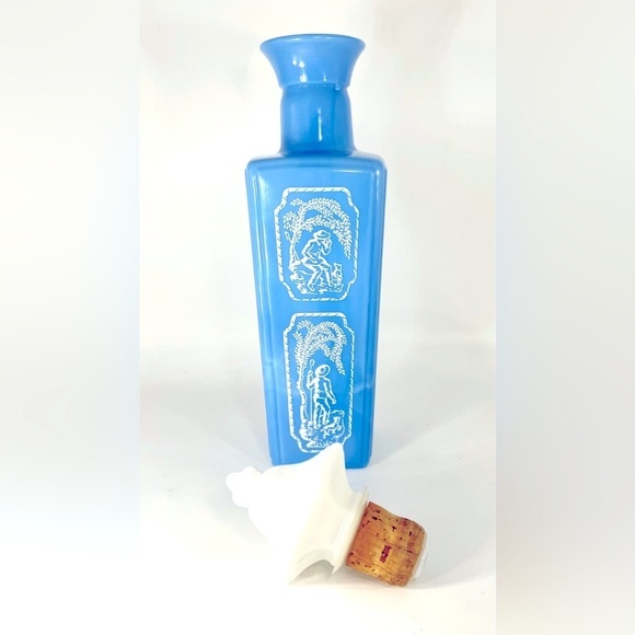 Jim Beam 1965 Blue Slag Milk Glass Decanter Whiskey Bottle Shepard & Dog Cork - Picture 6 of 7